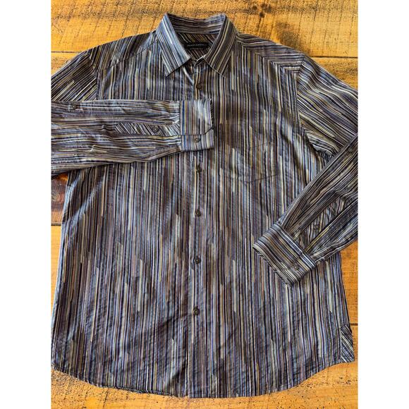 Jhane Barnes Mens Black Colorful Woven Long Sleeve Button Down Shirt Size Large - Picture 2 of 9